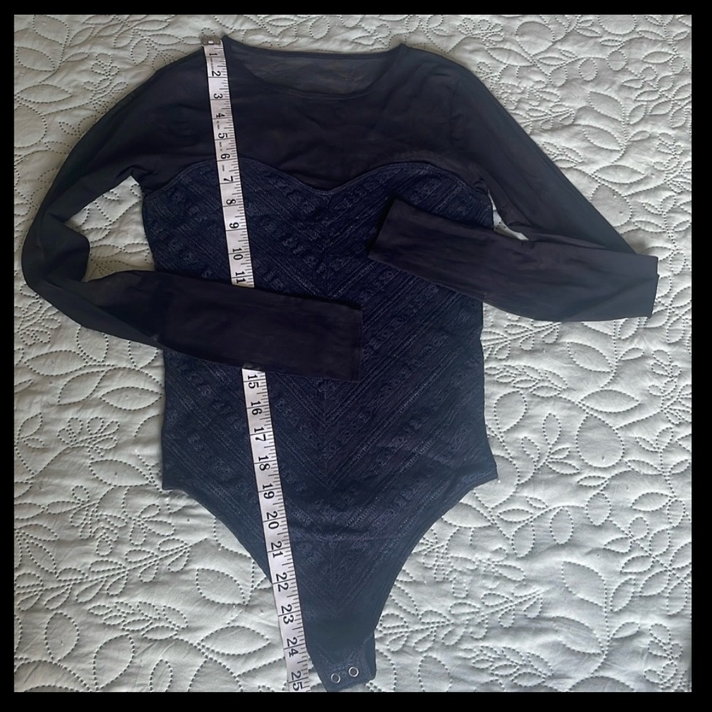 Abercrombie & Fitch Navy Sweetheart Lacy Bodysuit with Sheer Detailing Size XS - Picture 6 of 12